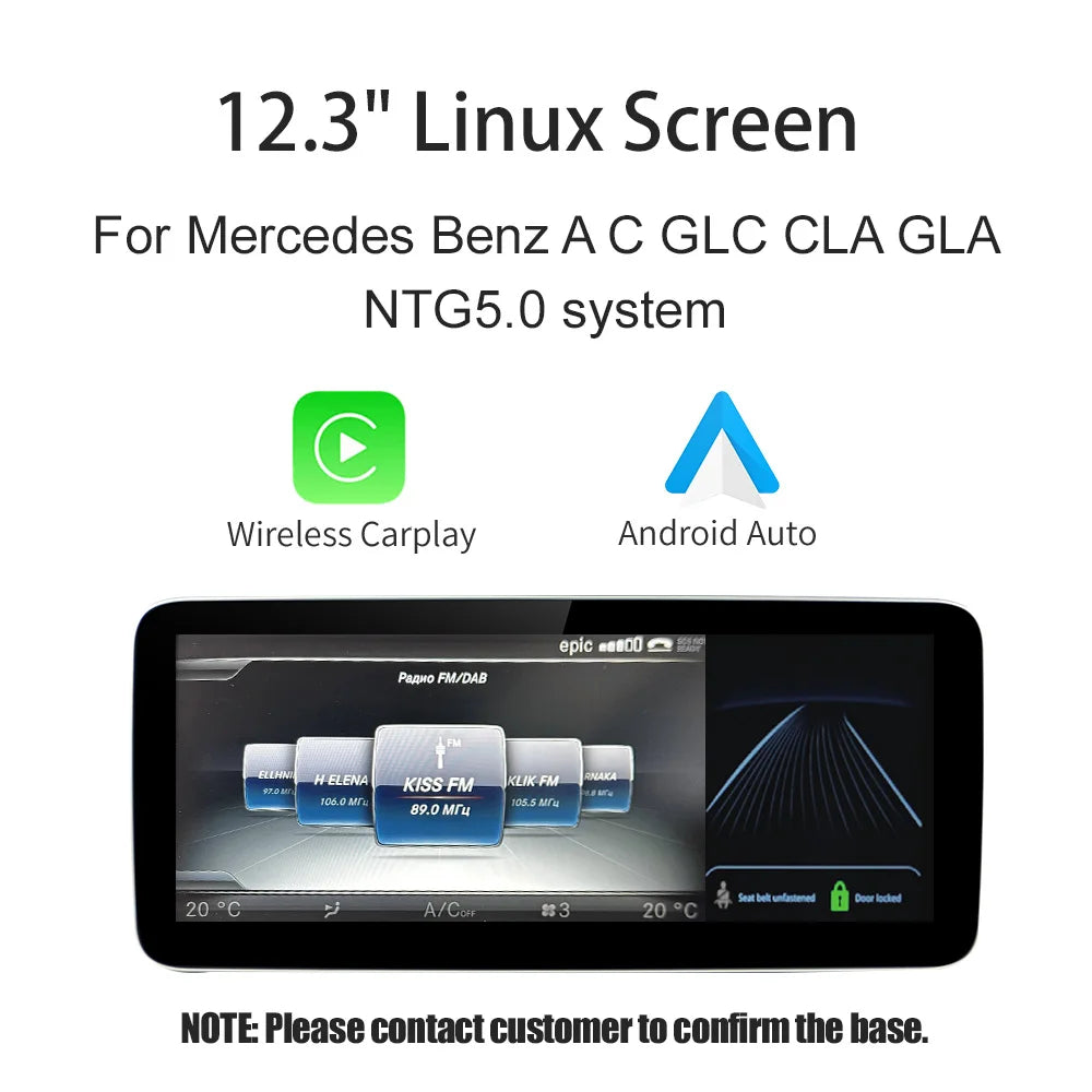 Mercedes-Benz 12.3 inch CarPlay Display | NTG 4.5 5.0 / 5.1 / 5.2 | Draadloos CarPlay & Android Auto