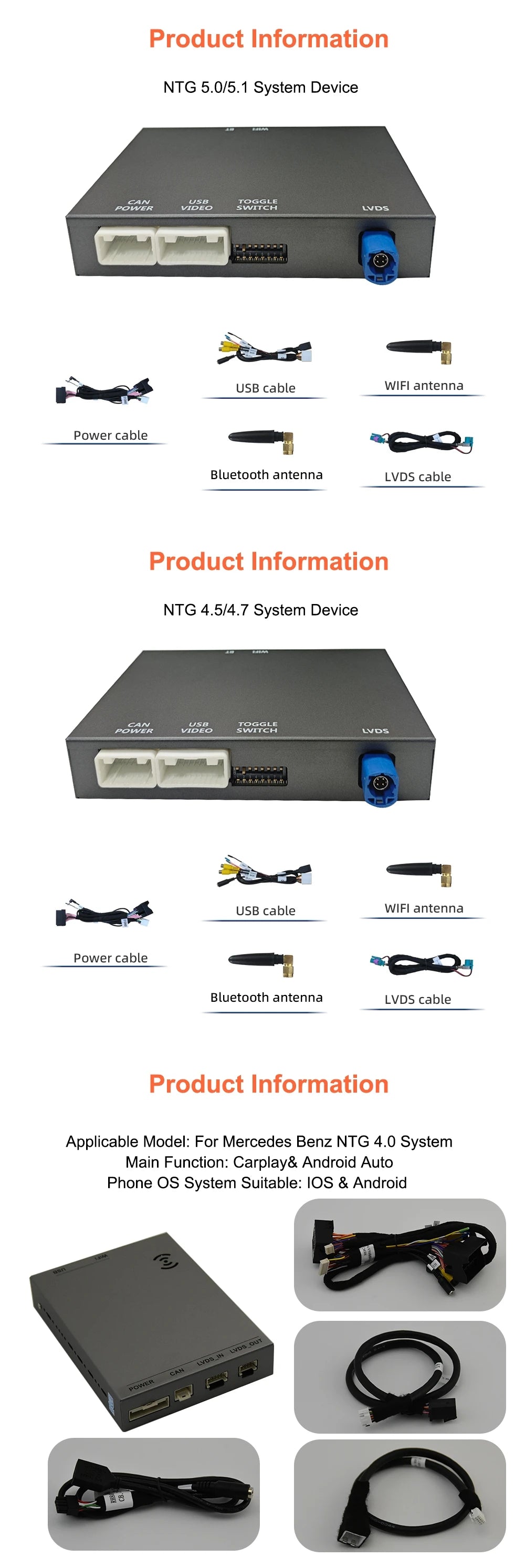 Mercedes CarPlay &amp; Android Auto Decoder Box | NTG 4.0 / 4.5 / 5.0 | Wireless &amp; Wired
