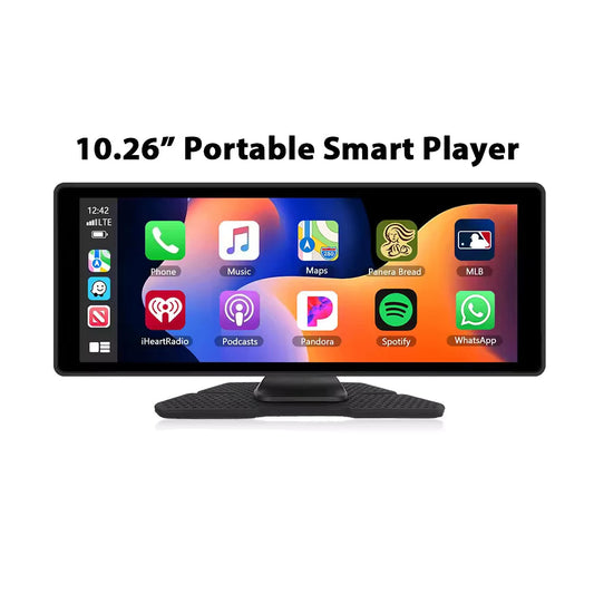 10.26” Draagbaar CarPlay Scherm – Draadloos Apple CarPlay & Android Auto