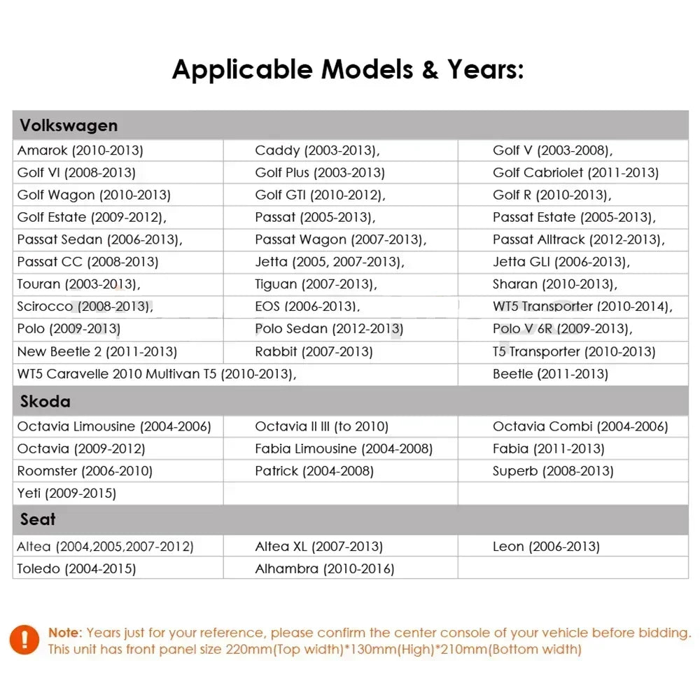 VW/Skoda/Seat Android Radio 7″ | CarPlay & Android Auto | Android 13 | Double DIN