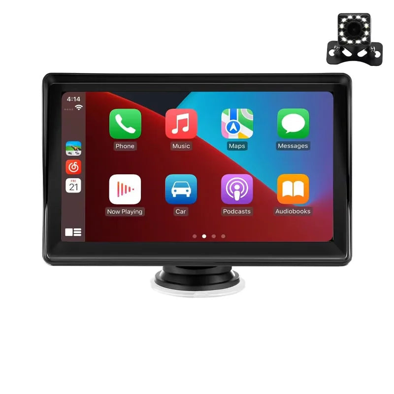 7” Draagbaar CarPlay Scherm – Draadloos Apple CarPlay & Android Auto