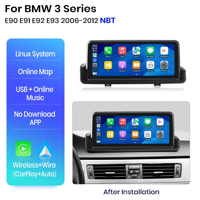 CarPlayKing 10.25″ Linux Multimedia Radio for BMW E90 E91 E92 E93 – Wireless CarPlay &amp; Android Auto